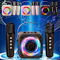 Miniatyrbild 3 av 3: Mikrofon Mikrofon Audio Bluetooth Trådlös Liten Högtalare Barn Familj Karaoke FAN0603（Svart）