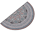 Miniatyrbillede 2 af 2: Bohemian stil tæppe halvcirkelformet gulvmåtte retro indgangsdørmåtte mandala mønstret tæppe (80.00X40.00X0.60CM, brun)