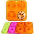 Miniatyrbillede 3 af 5: 3 stk. 4 tommer donut bageform i fuld størrelse, non-stick silikoneforme, donutbakker, 3 farver