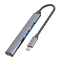 Miniatyrbild 1 av 5: Fem-i-ett multifunktionell kortläsare expansionsdocka bärbar dator hörlurar höghastighets USB expansionsdocka (grå)