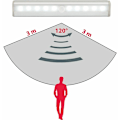 Miniatyrbild 3 av 5: Set med 2 LED-nattlampor med rörelsesensor, skåpsbelysning, LED-tejp, självhäftande, drivs av AAA-batterier (ingår ej), aluminiumfinish
