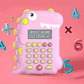 Miniatyrbillede 2 af 5: Børne lommeregner, lyserød dinosaur lommeregner, matematisk spil smart lærings lommeregner, kontor lommeregner
