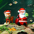 Miniatyrbillede 2 af 2: Popetpop 2 stk. juleakvariumspynt julemand rensdyr akvariumspynt harpiks akvariumspynt (som vist på billedet)