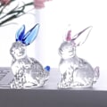 Miniatyrbilde 4 av 5: Glass Bunny Figurine Glass Bunny Statue Glass Rabbit Statue Figurine Crystal Rabbit Statue Micro Tiny Rabbit Animal 2pcs