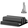 Miniatyrbillede 2 af 5: Dobbelt-slot justerbar vertikal bærbar computer stand designet 2 slot aluminium skrivebordsstativ til de fleste bærbare computere