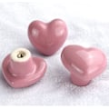 Miniatyrbild 2 av 5: Set med 8 rosa hjärtformade knoppar i keramik till köksskåp för barnrum