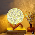 Miniatyrbillede 1 af 3: Led natlampe, sengelampe, rattan og træ soveværelse stemningslampe, USB genopladelig