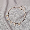 Miniatyrbillede 4 af 5: Sommerfugl Choker Halskæde Krystal Vedhæng Funklende Kæde Smykker Til Kvinder (guld)
