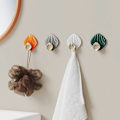 Miniatyrbild 5 av 5: 4-pack självhäftande handdukskrokar, väggmonterade krokar utan borrning, självhäftande krokarganiserare för badrum och kök - orange