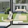 Miniatyrbillede 4 af 5: Trådløs kattevindueshammock med 4 stærke sugekopper til indendørs katte, nem montering og sammenklappelig, beige kattevindueshylde