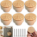 Miniatyrbild 1 av 5: Rattan Möbelknoppar Set om 6 Bohemian Style Möbelknoppar för Köksluckor