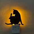 Miniatyrbilde 1 av 3: Kattenattlys Talk Control Nattlys Silhuettlys Vegglampe. Led
