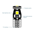 Miniatyrbillede 4 af 5: 10 stk. W5w T20 12v 2w Bil Halogen Pære 194 168 Led Pærer Instrument Lys Instrumentbræt Pære Auto Indvendigt Lys Bil Styling