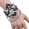 Miniatyrbild 4 av 4: Breda nitarmband i läder med karibisk pirataccessoar