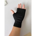Miniatyrbillede 3 af 5: Grå og sorte fingerløse handsker til kvinder, fleece, varme vinterhandsker, unisex, halvfingerhandsker, tykke fingerløse handsker til mænd til cykling, løb, cykel, løb, vandreture