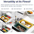 Miniatyrbilde 5 av 5: Utvidbar sammenleggbar vaskekurv - Grønn: Perfekt for å vaske frukt og grønnsaker, sile pasta og tørke oppvask, justeres over vasken
