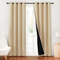 Miniatyrbillede 1 af 5: Blackout-gardiner, fuld lysblokering og trækblokering, til soveværelsesvinduesbehandlinger, beige, 52\"B x 84\"L