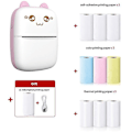 Miniatyrbillede 1 af 5: Børns fødselsdagsgave lomme mini printer bærbar Bluetooth termisk printer med 9 ruller trykpapir trådløs etiket（pink）