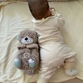 Miniatyrbillede 5 af 5: Åndedrætsbevægelse beroligende sovende odder legetøj med lys musikalsk udstoppet baby legetøj kæreste legetøj（Blå）