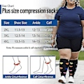 Miniatyrbilde 3 av 5: 4 par kompresjonsstrømper i plussstørrelse for kvinner og menn med bred legg 20-30 mmhg ekstra store støtte-strømper for sykepleiere sirkulasjon_K19（2XL-4 par）
