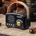 Miniatyrbild 2 av 5: Bärbar retro Bluetooth-högtalare nostalgisk plugin trådlös ljud FM-radio uppgradering lång Bluetooth-högtalare med handtag（Svart）