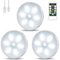 Miniatyrbillede 1 af 4: LED Natlampe Skab Lampe USB Genopladelig 3 Pakke Trådløse Natlamper med Touch Control og Fjernbetjening