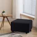 Miniatyrbild 3 av 5: Stretch Ottoman-överdrag, mjuk rektangulär överdrag med elastiskt bälte, S blå