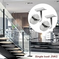 Miniatyrbild 4 av 5: 4 st rostfria handledarfästen för handledare trappväggfäste fästen fixering stång silver