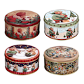 Miniatyrbillede 3 af 3: 4-pak jule dåsekasse slik cookie opbevaringsboks cookie boks (blandet) (13.60X13.60X6.80CM, multi-farve)