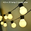 Miniatyrbild 2 av 5: Solcells drivna LED-ljusslingor - Vattentäta uteplatsljus - Hållbara ljusslingor för utomhusbruk, veranda mjölkvit 4,8 meter 20 lampor