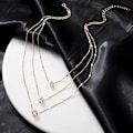 Miniatyrbilde 2 av 5: Boho Lagdelt Krystall Halskjede Kjede Krystall Dråpe Choker Hjerte Vanndråper Stjerne Anheng Halskjede