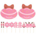 Miniatyrbillede 1 af 2: 12 stk. julekagepynt, cupcake-dekorationer, papir kageindsatser, søde kagepynt, kagedekorationer (8,30X8,30X0,10CM, pink)