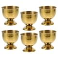 Miniatyrbild 2 av 2: 6-pack äggkopp i rostfritt stål, äggställ för skrivbord, liten ölglas (4,70 x 4,70 x 4,70 cm, guld)