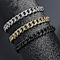 Miniatyrbillede 4 af 4: Polerede rustfrit stål armbånd til mænd og kvinder i guld og sort punk (5mm, guld farve)