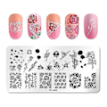 Miniatyrbillede 1 af 4: 29 Marmor Blomster Blade Geometrisk Design Negle Stempel Plader stencil