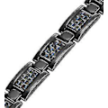 Miniatyrbillede 3 af 5: Herre Blå Carbon Fiber Sort Titanium Magnetisk Armbånd Justerbar