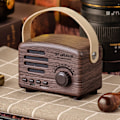 Miniatyrbild 2 av 5: Bärbar retro Bluetooth-högtalare nostalgisk plugin trådlös ljud FM-radio uppgradering lång Bluetooth-högtalare med handtag（Brun）