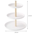 Miniatyrbild 2 av 5: 3-vånings kakställ serveringsbricka fruktfat elegant bröllopstårta hållare trä metall ostbricka