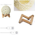 Miniatyrbillede 3 af 3: Led natlampe, sengelampe, rattan og træ soveværelse stemningslampe, USB genopladelig