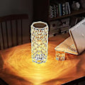 Miniatyrbillede 5 af 5: Diamant Bordlampe, 16 Farveskiftende Romantisk Rose Akryl LED Nattelys, Touch Control Sengelampe Med USB Port