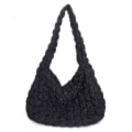 Miniatyrbilde 1 av 4: Avslappet stor tote skuldertaske designer rynket tote nylon quiltet polstret crossbody taske sort