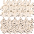 Miniatyrbillede 2 af 2: Pakke med 20 påskeophæng i ubehandlet træ - søde, umalede træstykker til påske-gør-det-selv (8 x 7 cm, khaki)