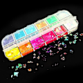 Miniatyrbilde 3 av 5: 12KAX Holografisk neglekunst glitter 3d farge full flak