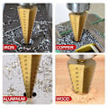 Miniatyrbild 3 av 5: Stegad borr set, Material: HSS, för mjuk metall/fint järn/trä/plast, Metallsteg borr 6st(6st/set)