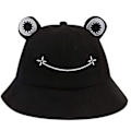 Miniatyrbild 3 av 5: Groda hatt hink solhatt för kvinnor groda hink hatt sommar utomhus hopfällbar andningsbar hink hatt för kvinnor-svart-barn: 51-53 cm
