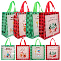 Miniatyrbilde 1 av 2: 8-pak julemønster gavepose handlepose stor gjenbrukbar handlepose julefestgave (29,00X27,00X12,00CM, flere farger)