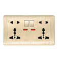 Pikkukuva 1 / 3: Kaksoisseinämäinen pistorasia Universaali 5-reikäinen 13a Kaksi USB-laturiporttia Pistorasia (A, Kulta)