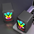 Miniatyrbild 2 av 5: Den nya datorn RGB Glowing Speaker Multimedia Desktop Game Mini Wired USB Audio System är utsökt och kompakt, med klar ljudkvalitet（Svart）