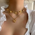 Miniatyrbillede 1 af 5: Boho Lagdelt Guld Halskæde med Hul Butterfly Vedhæng Butterfly Choker Fashion Clavicle Kæde Smykker til Kvinder og Piger