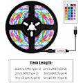 Miniatyrbild 2 av 5: 5m RGB LED-remsor med 24-tangenters fjärrkontroll 16 färger flexibla lysdioder TV-bakgrundsbelysning vattentät USB-driven för heminredning